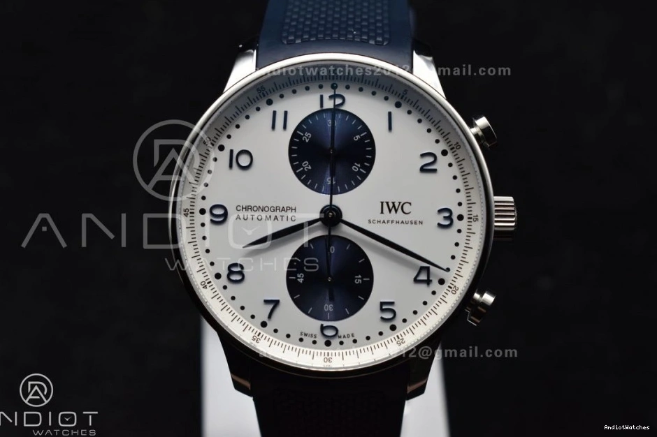 WeatherProof Best White Blue Portuguese Chrono on 1:1 Strap Blue Rubber IW3716 Z+F Edition A 1011 Dial 0421